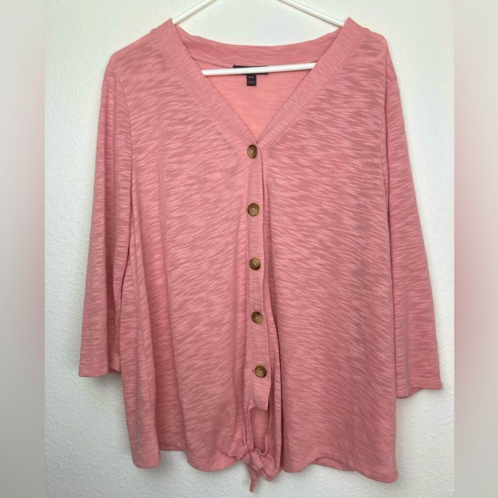 Lane Bryant pink button down and tie front top NWOT 14/16